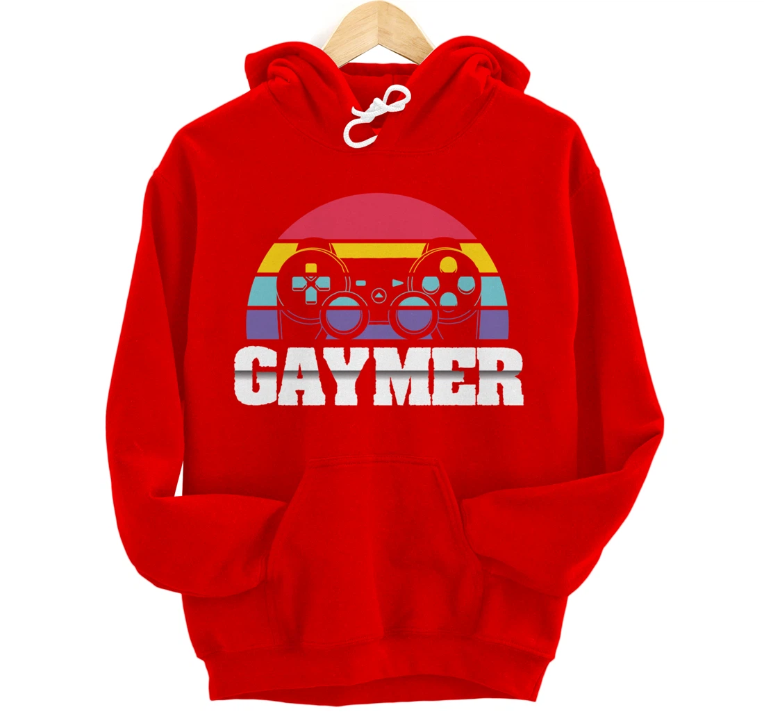 Gaymer Gay Gamer Rainbow Joystick Video Gaming Lover LGBT Pullover Hoodie