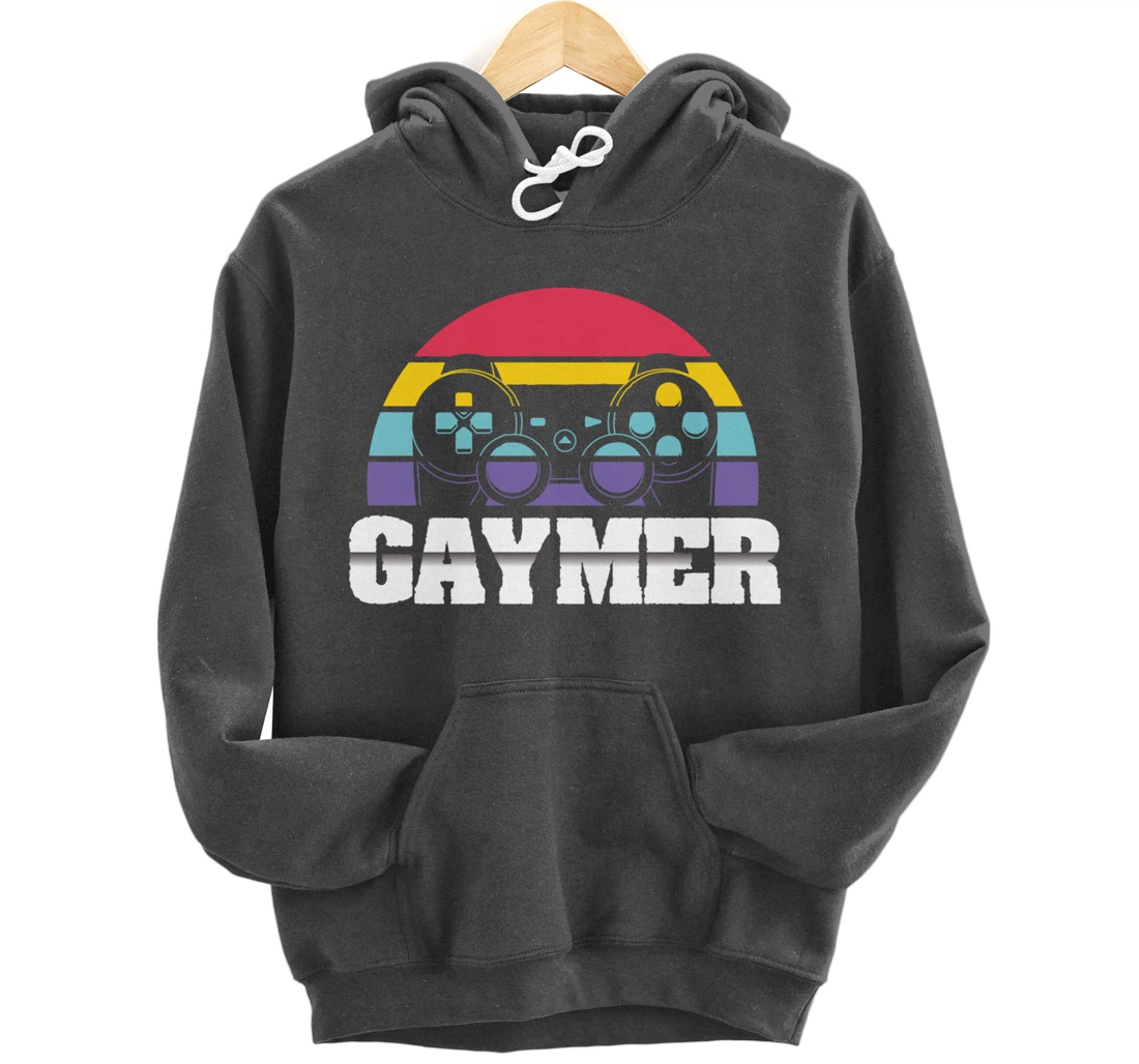 Gaymer Gay Gamer Rainbow Joystick Video Gaming Lover LGBT Pullover Hoodie