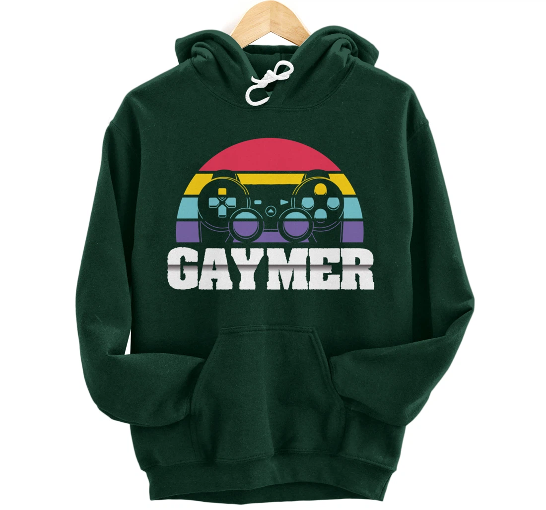 Gaymer Gay Gamer Rainbow Joystick Video Gaming Lover LGBT Pullover Hoodie