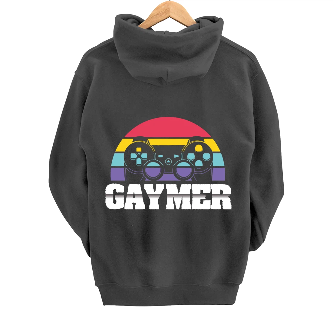 Gaymer Gay Gamer Rainbow Joystick Video Gaming Lover LGBT Pullover Hoodie