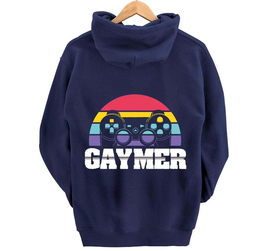 Gaymer Gay Gamer Rainbow Joystick Video Gaming Lover LGBT Pullover Hoodie