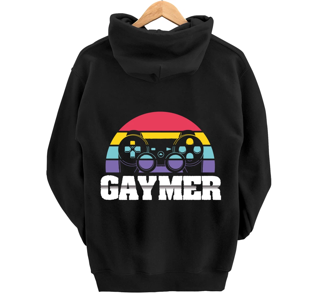 Gaymer Gay Gamer Rainbow Joystick Video Gaming Lover LGBT Pullover Hoodie