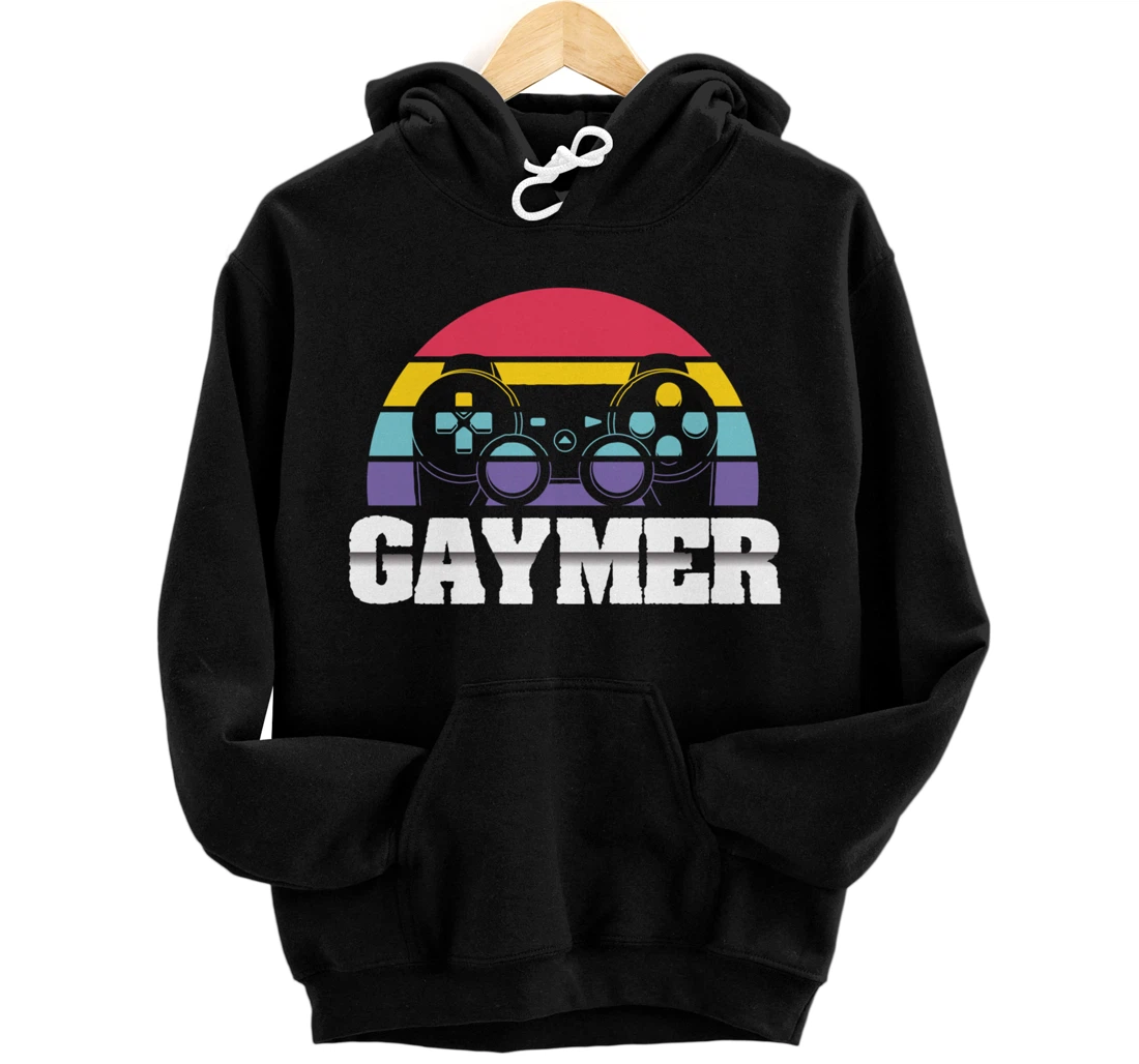 Gaymer Gay Gamer Rainbow Joystick Video Gaming Lover LGBT Pullover Hoodie