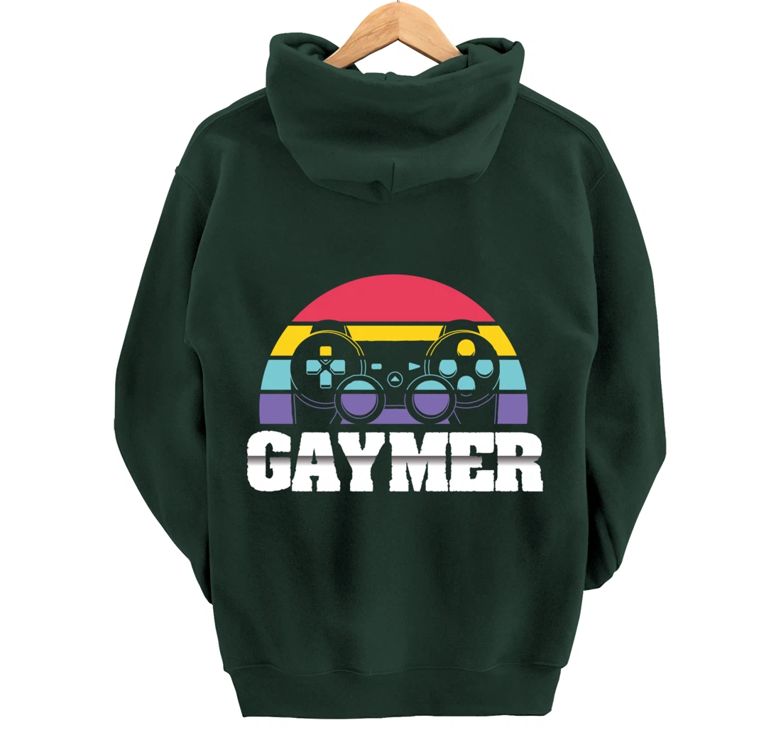 Gaymer Gay Gamer Rainbow Joystick Video Gaming Lover LGBT Pullover Hoodie