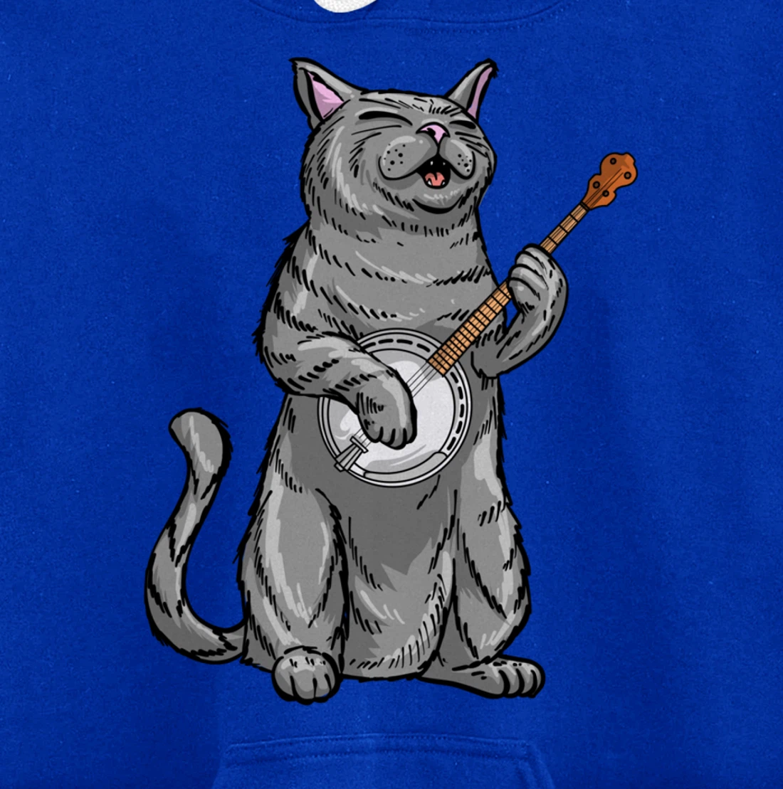 Funny Cat Playing Banjo Bluegrass | Cool Musician Gift Pullover Hoodie