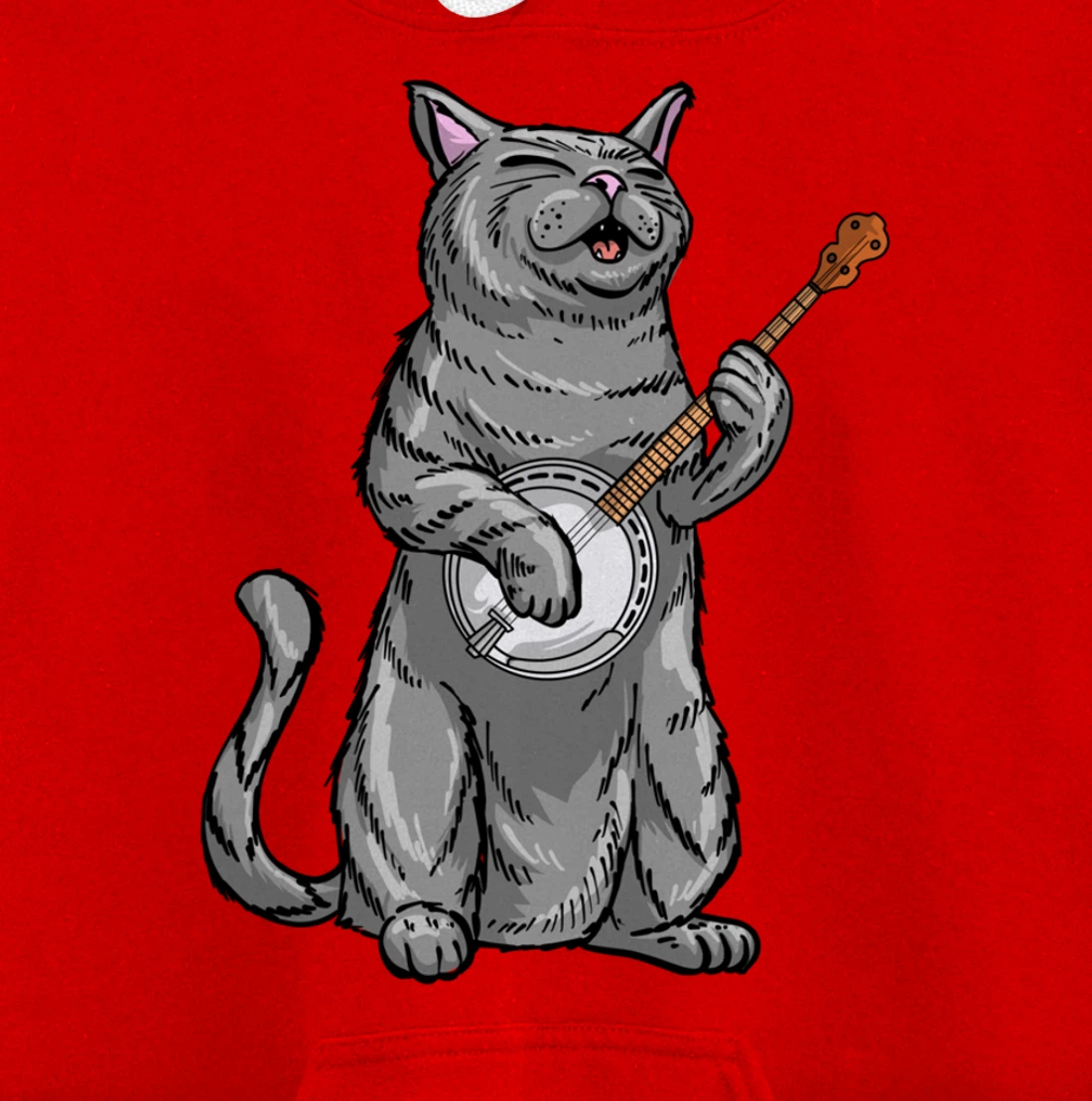 Funny Cat Playing Banjo Bluegrass | Cool Musician Gift Pullover Hoodie