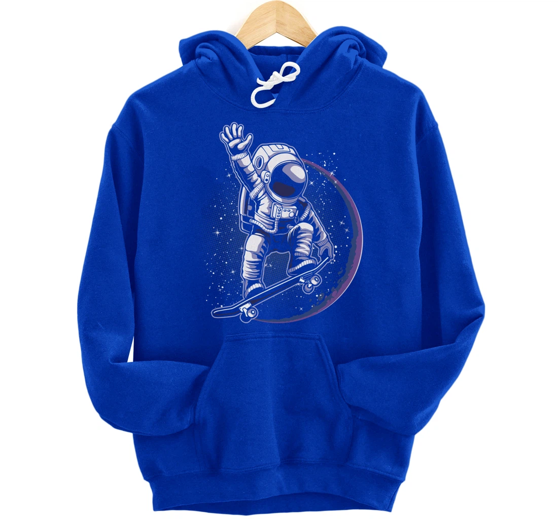 Skateboard Astronaut Space Riding Skating Spaceman Gift Pullover Hoodie
