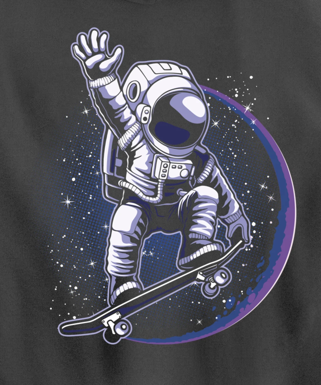 Skateboard Astronaut Space Riding Skating Spaceman Gift Pullover Hoodie