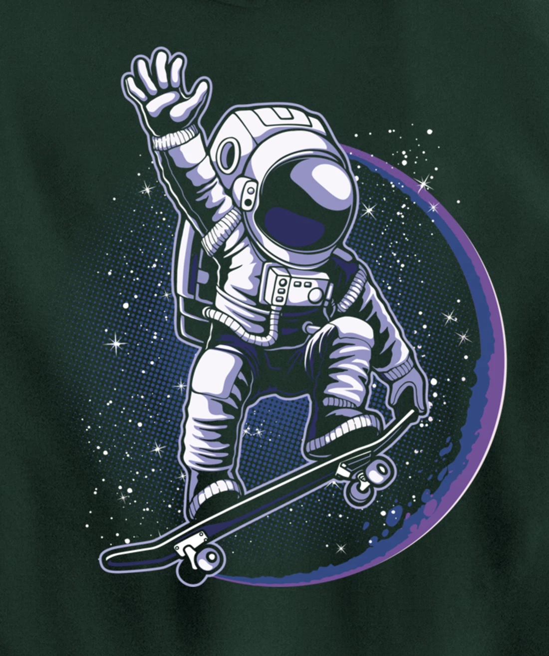Skateboard Astronaut Space Riding Skating Spaceman Gift Pullover Hoodie