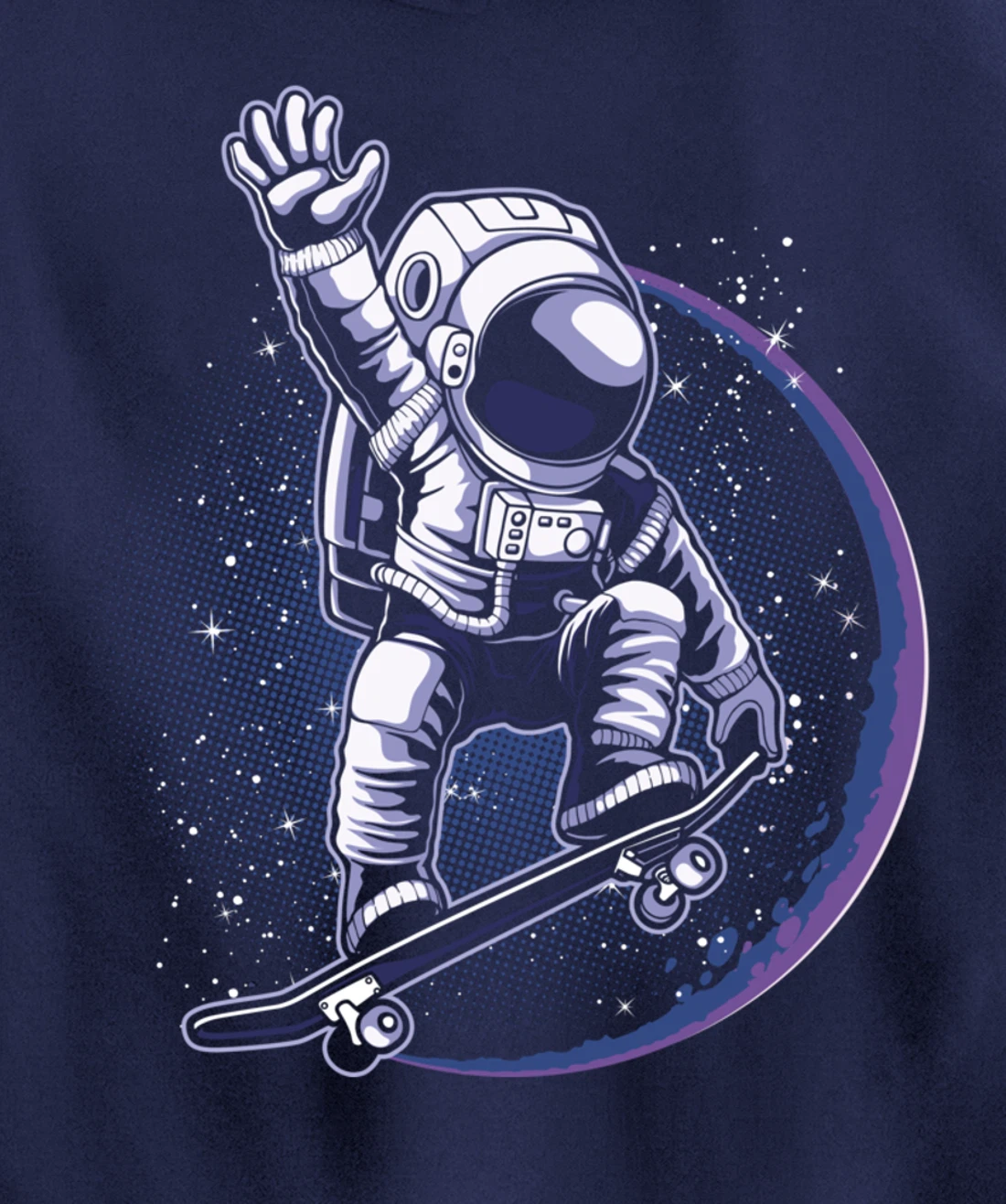 Skateboard Astronaut Space Riding Skating Spaceman Gift Pullover Hoodie