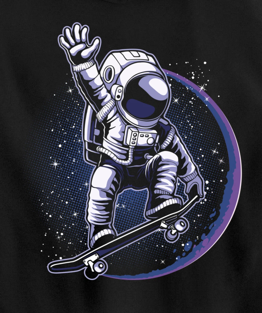 Skateboard Astronaut Space Riding Skating Spaceman Gift Pullover Hoodie