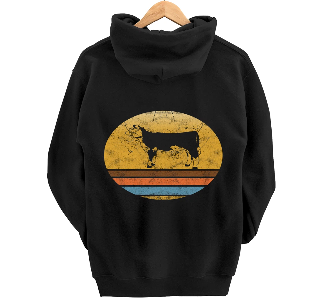 Retro Hereford cattle Animal Vintage Style Love Animals Gift Pullover Hoodie
