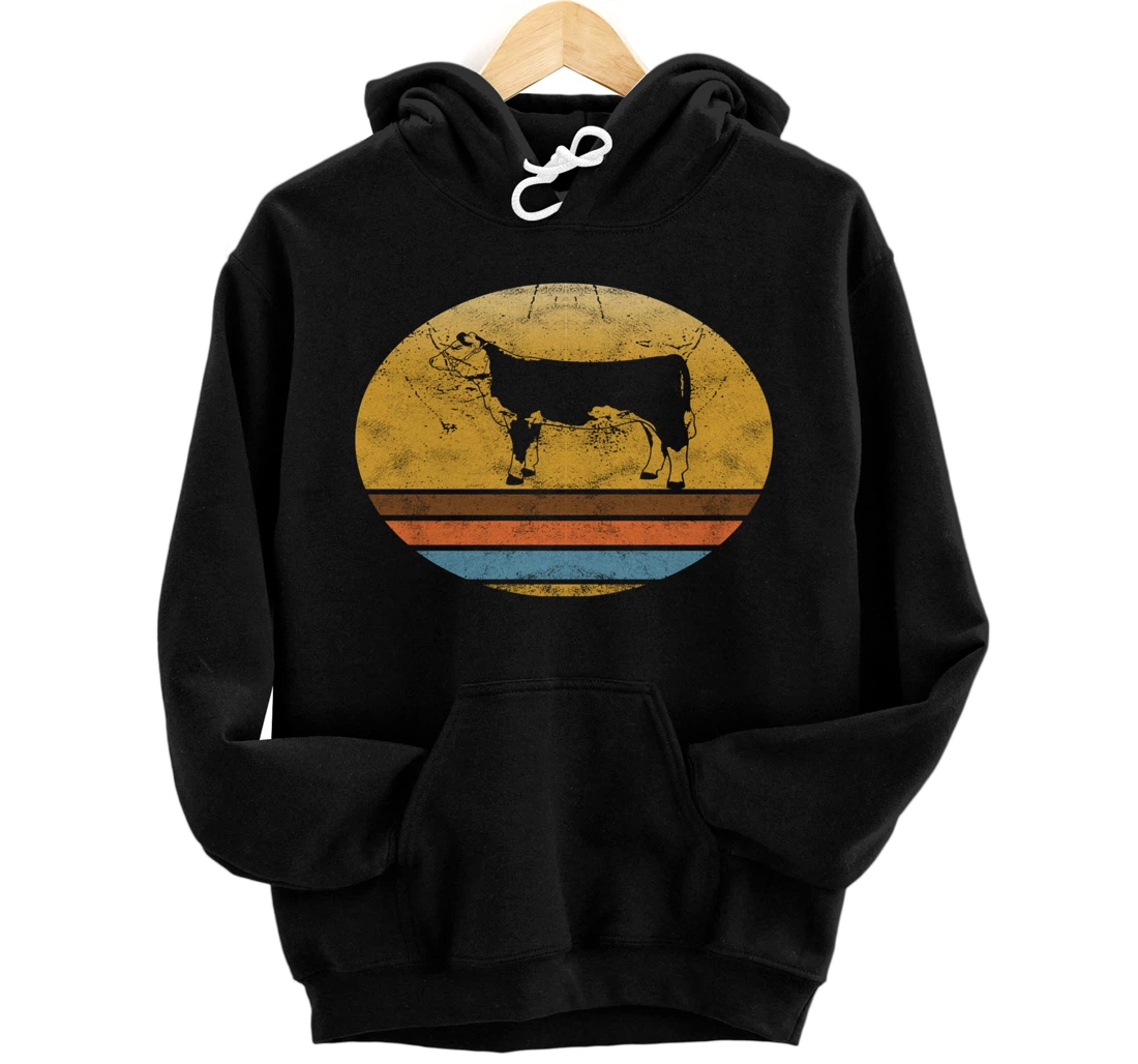 Retro Hereford cattle Animal Vintage Style Love Animals Gift Pullover Hoodie