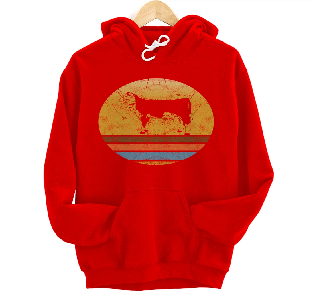 Retro Hereford cattle Animal Vintage Style Love Animals Gift Pullover Hoodie