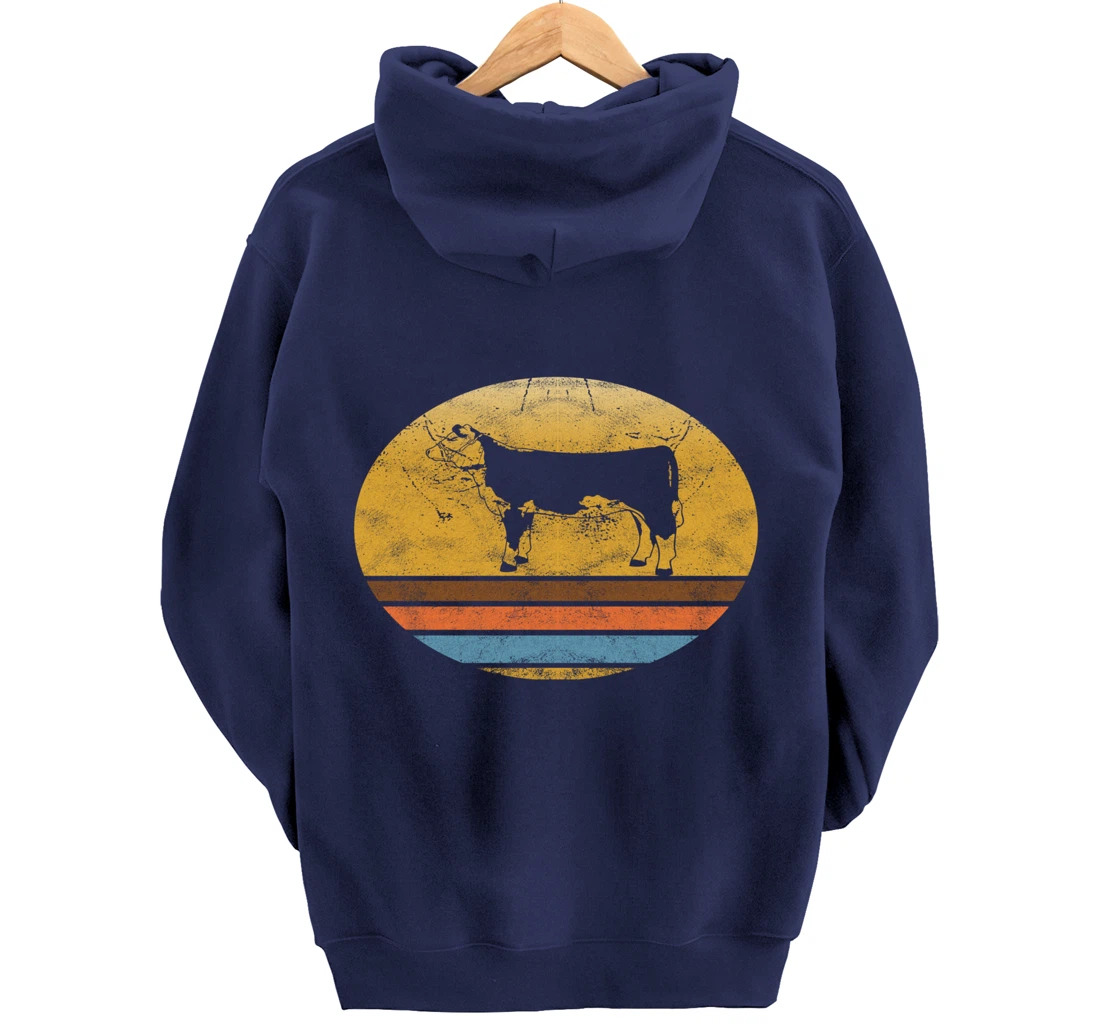 Retro Hereford cattle Animal Vintage Style Love Animals Gift Pullover Hoodie