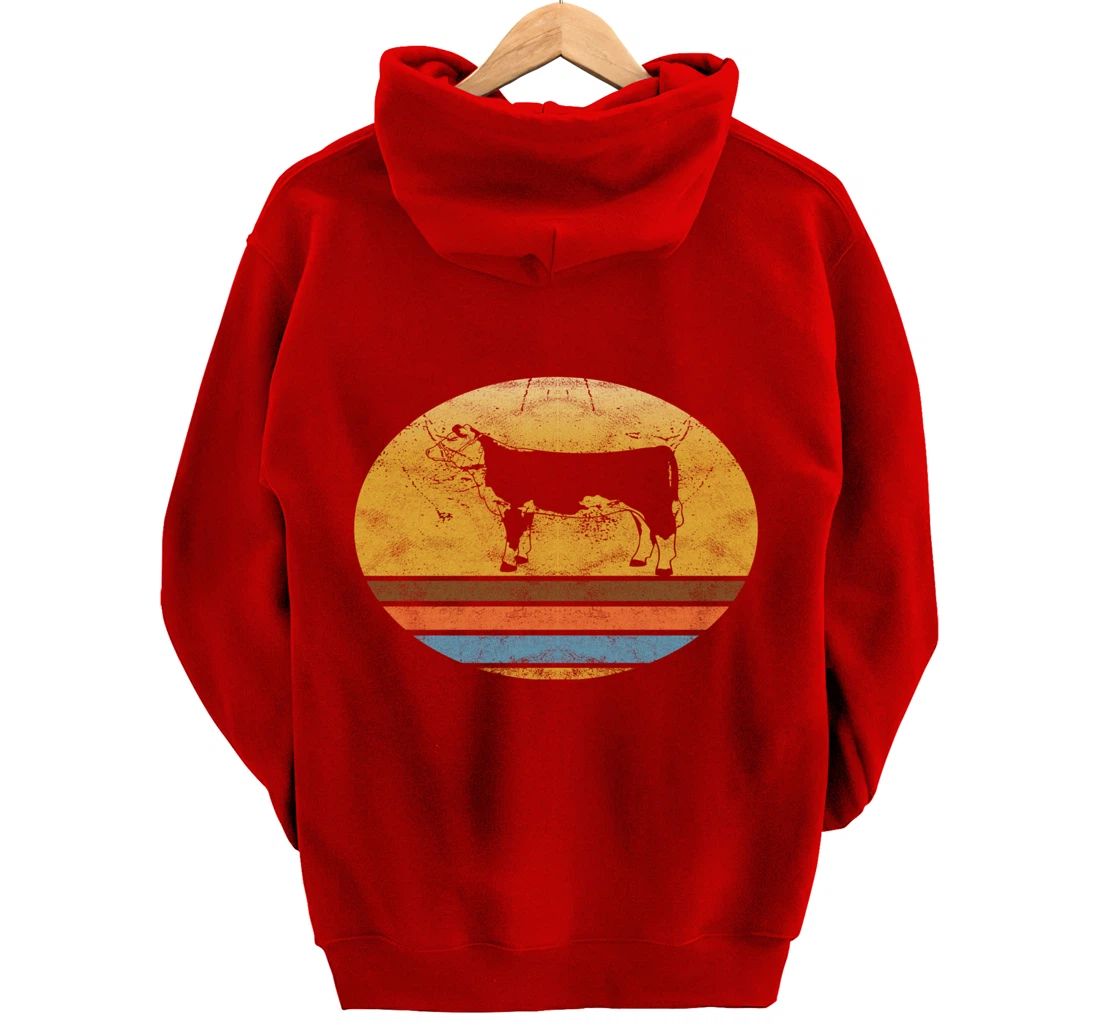 Retro Hereford cattle Animal Vintage Style Love Animals Gift Pullover Hoodie