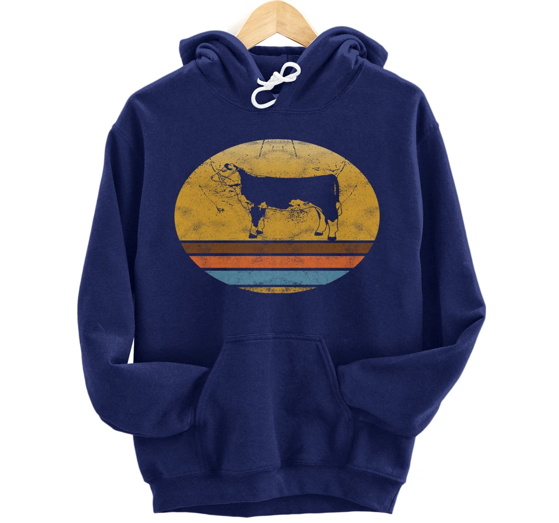 Retro Hereford cattle Animal Vintage Style Love Animals Gift Pullover Hoodie