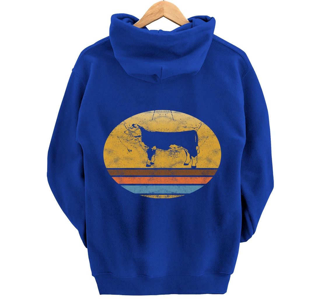 Retro Hereford cattle Animal Vintage Style Love Animals Gift Pullover Hoodie