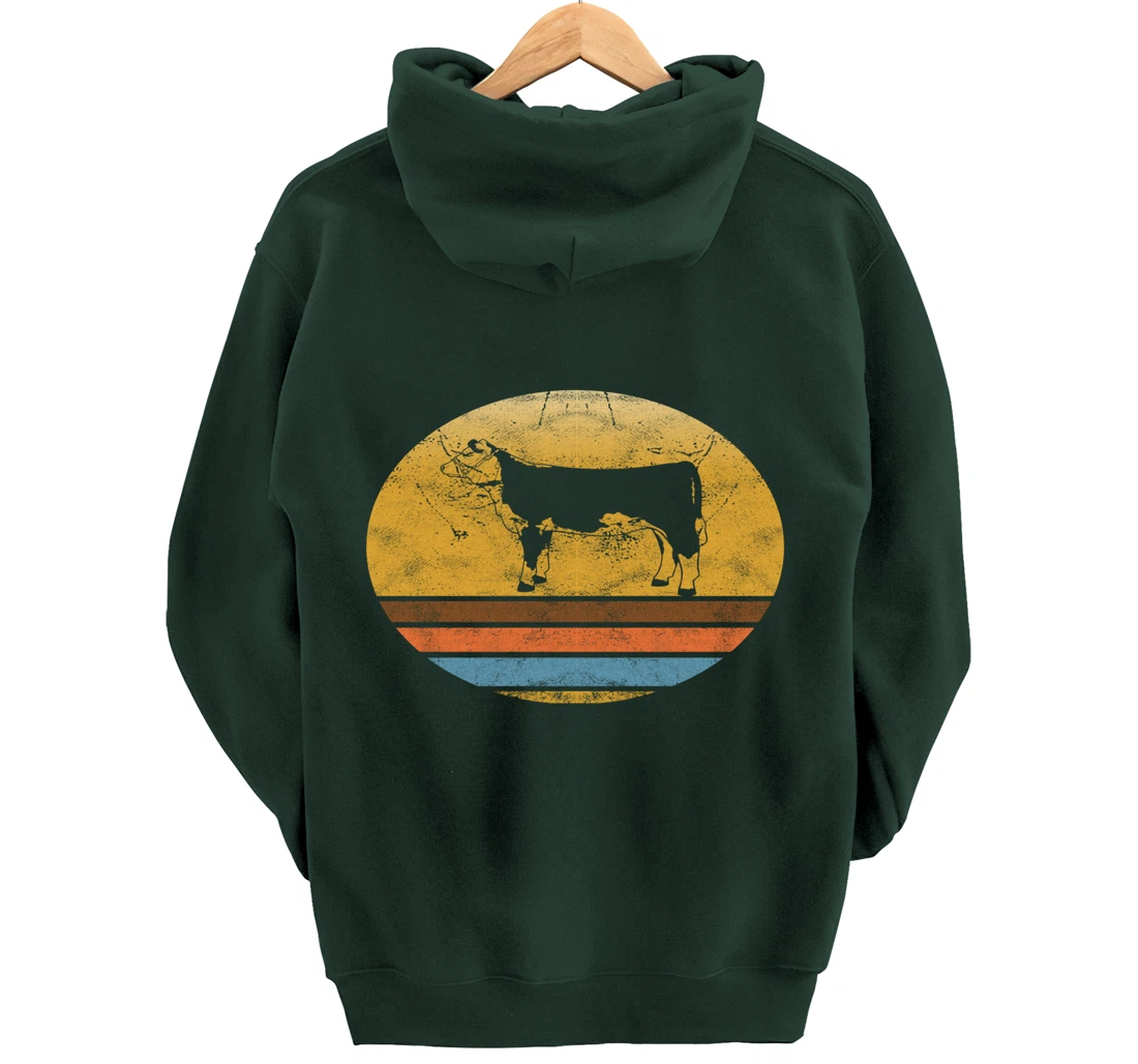 Retro Hereford cattle Animal Vintage Style Love Animals Gift Pullover Hoodie