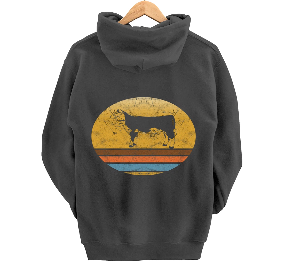 Retro Hereford cattle Animal Vintage Style Love Animals Gift Pullover Hoodie
