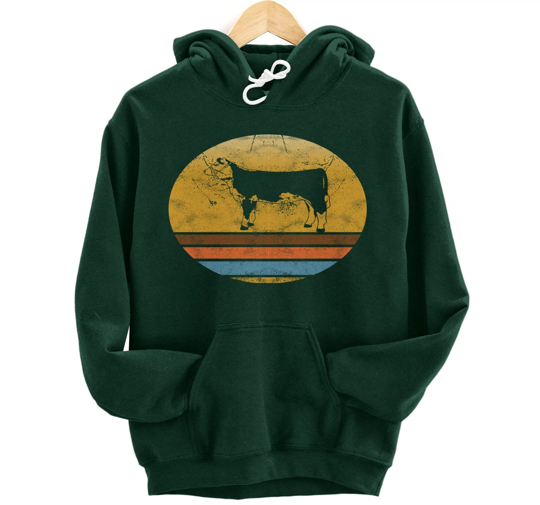Retro Hereford cattle Animal Vintage Style Love Animals Gift Pullover Hoodie