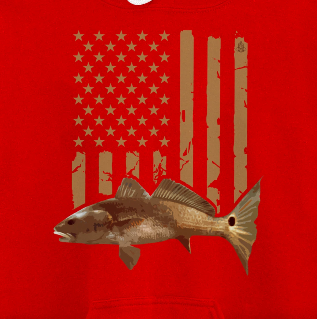 Redfish Fishing Red Drum Tailing Usa American Flag Fisherman Pullover Hoodie