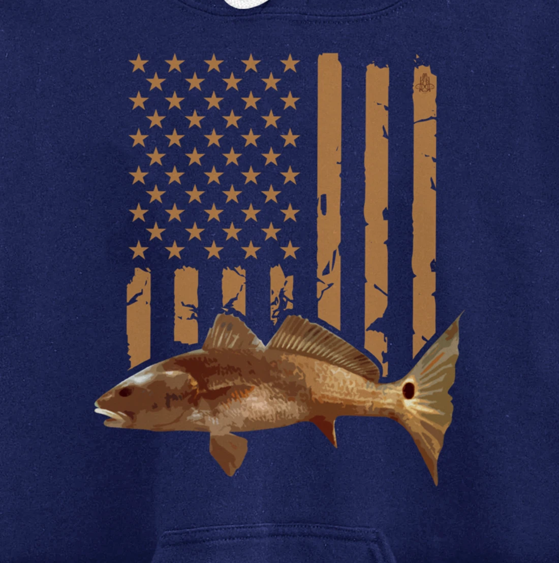 Redfish Fishing Red Drum Tailing Usa American Flag Fisherman Pullover Hoodie