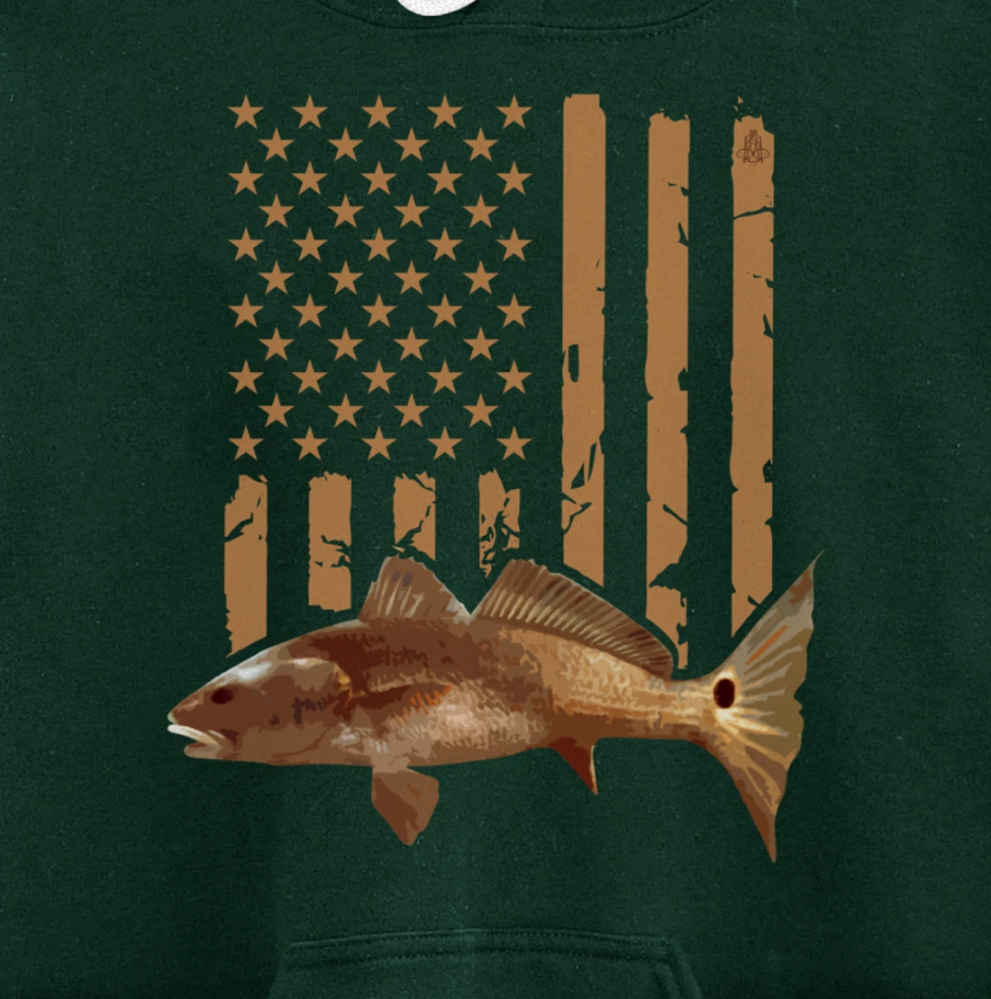 Redfish Fishing Red Drum Tailing Usa American Flag Fisherman Pullover Hoodie