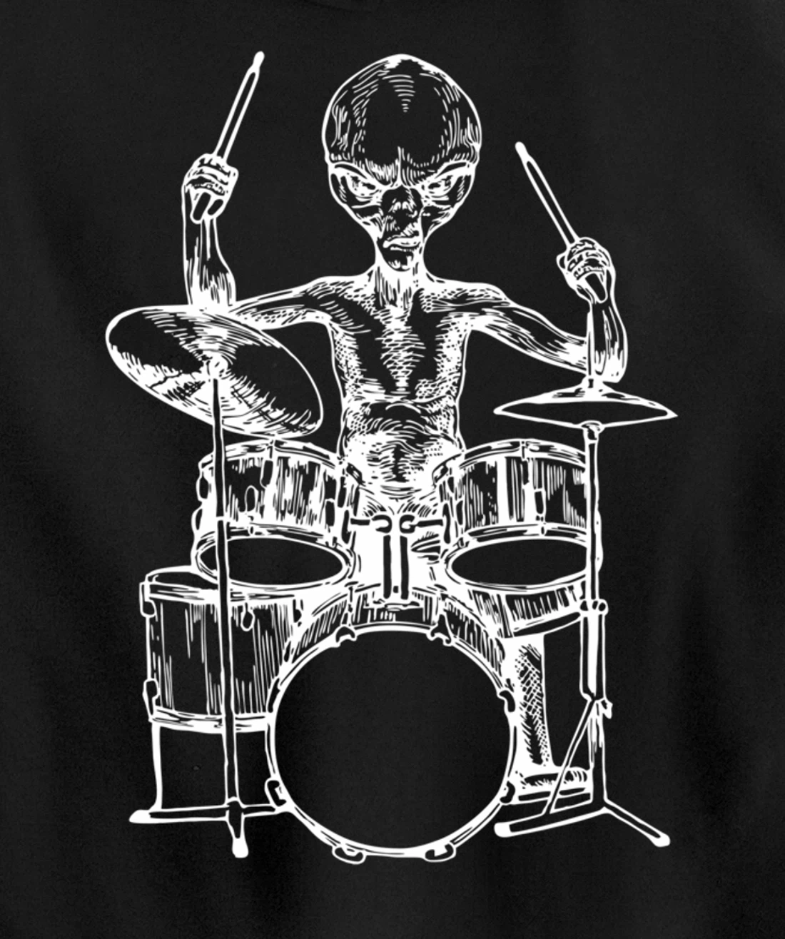 SEEMBO Alien Playing Drums Drummer Musician Drumming Band Pullover Hoodie