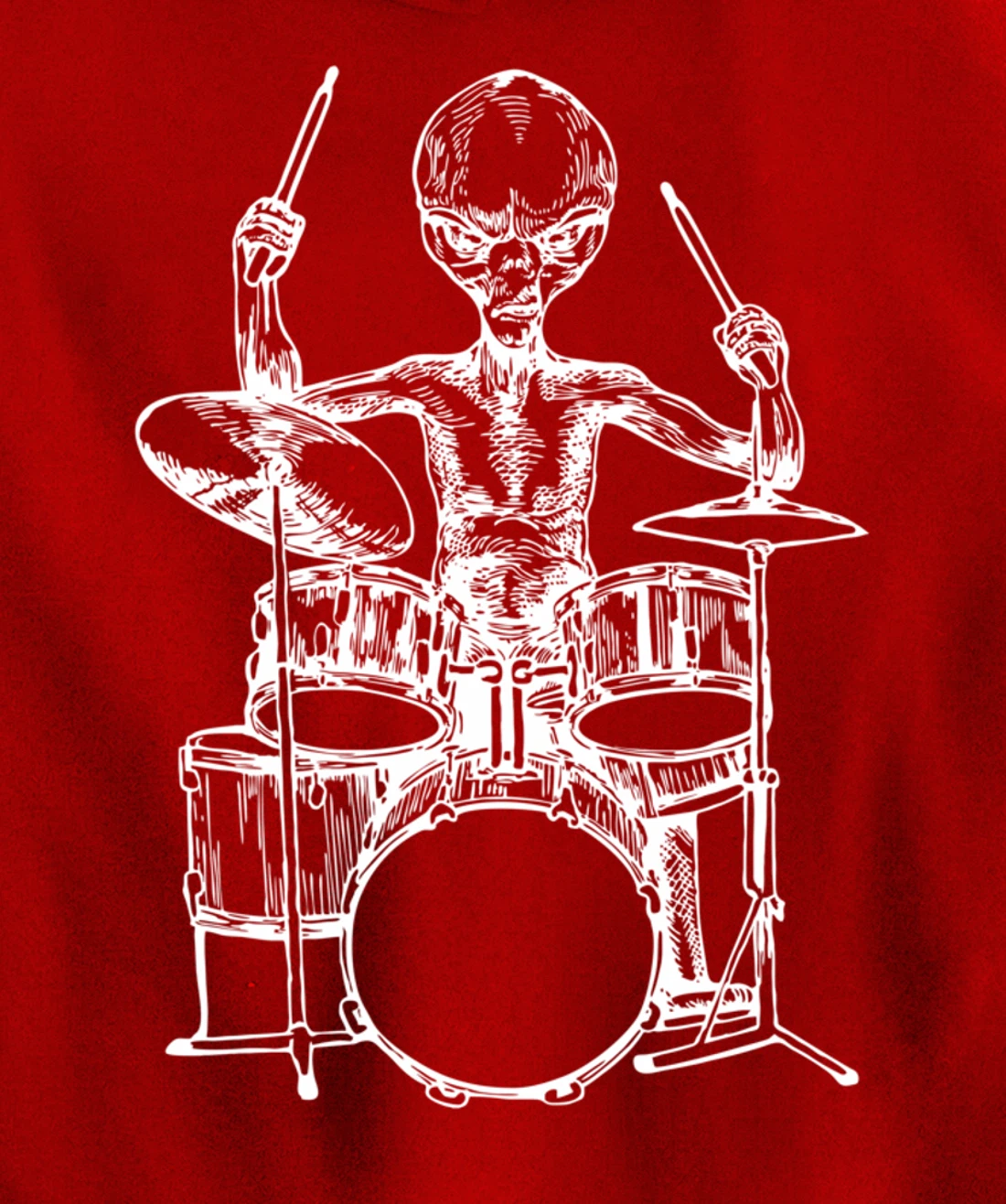 SEEMBO Alien Playing Drums Drummer Musician Drumming Band Pullover Hoodie