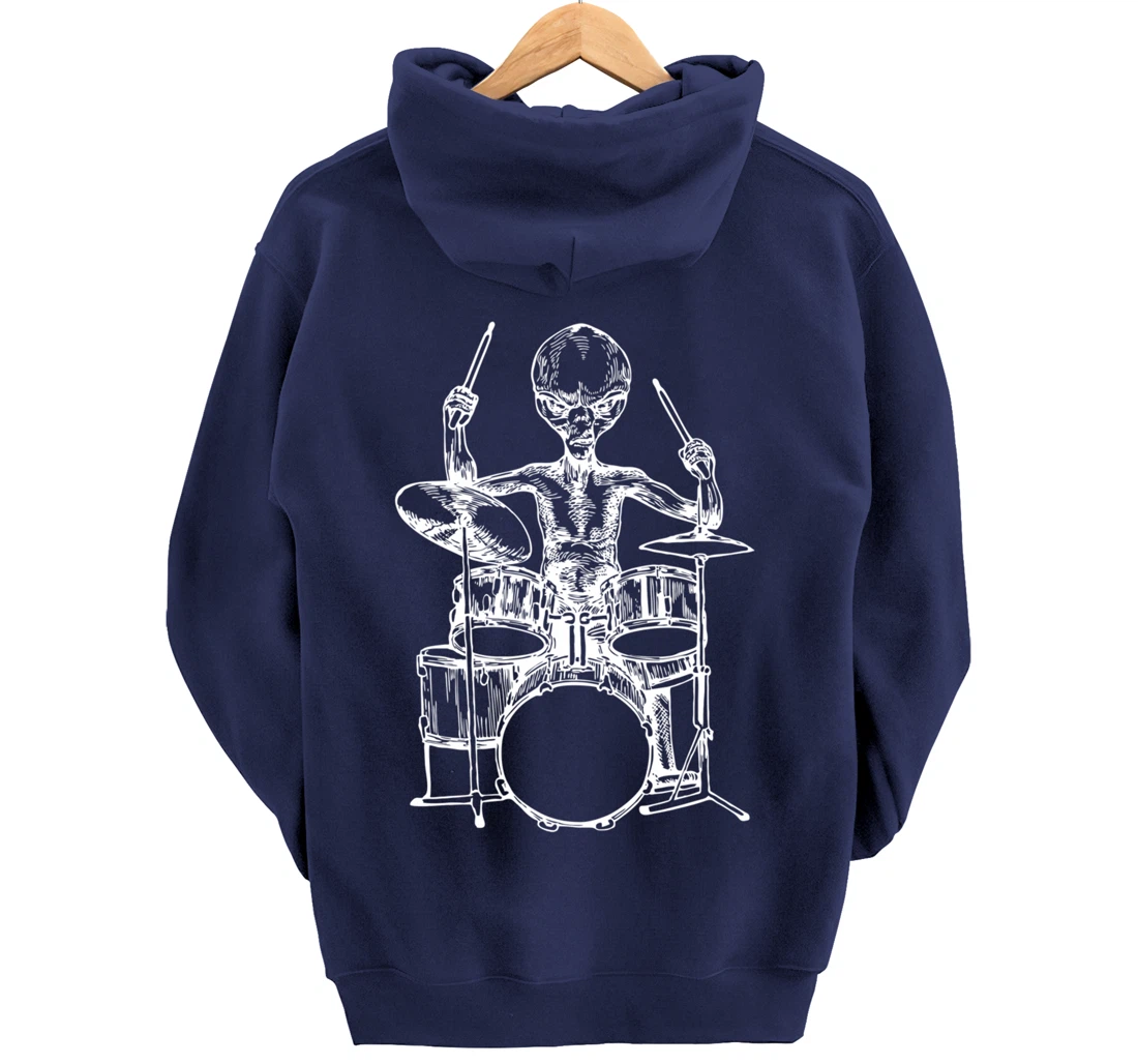 SEEMBO Alien Playing Drums Drummer Musician Drumming Band Pullover Hoodie