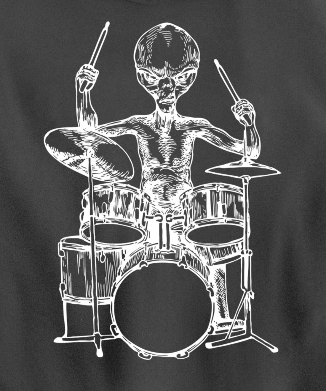 SEEMBO Alien Playing Drums Drummer Musician Drumming Band Pullover Hoodie