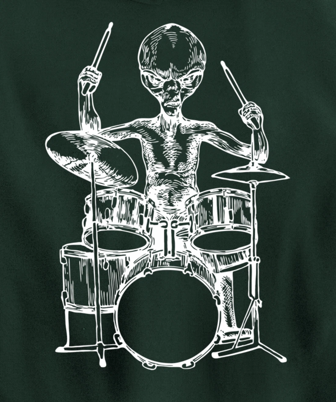 SEEMBO Alien Playing Drums Drummer Musician Drumming Band Pullover Hoodie