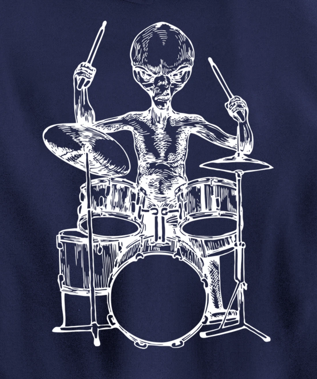 SEEMBO Alien Playing Drums Drummer Musician Drumming Band Pullover Hoodie
