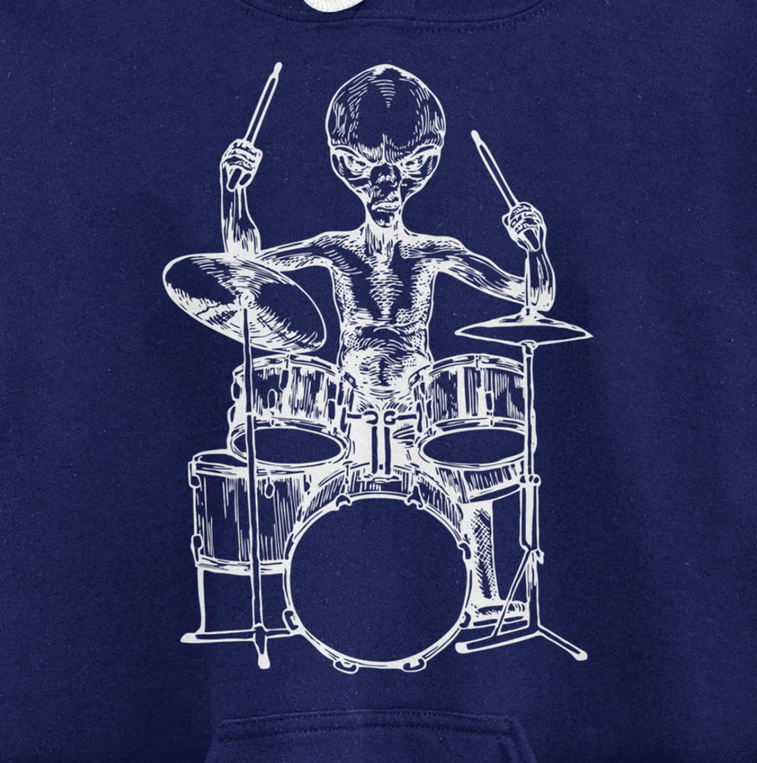 SEEMBO Alien Playing Drums Drummer Musician Drumming Band Pullover Hoodie