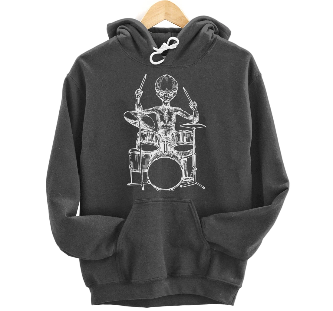SEEMBO Alien Playing Drums Drummer Musician Drumming Band Pullover Hoodie