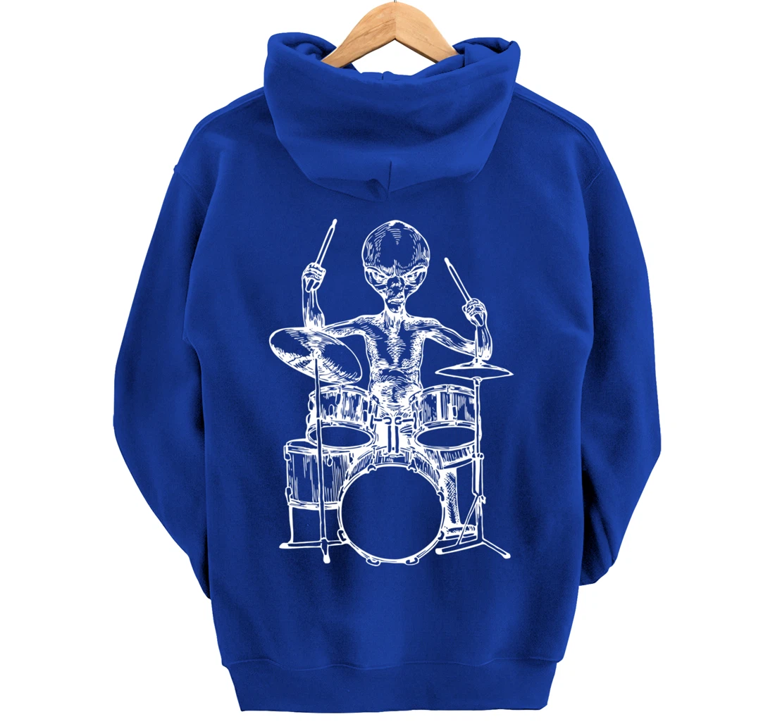 SEEMBO Alien Playing Drums Drummer Musician Drumming Band Pullover Hoodie