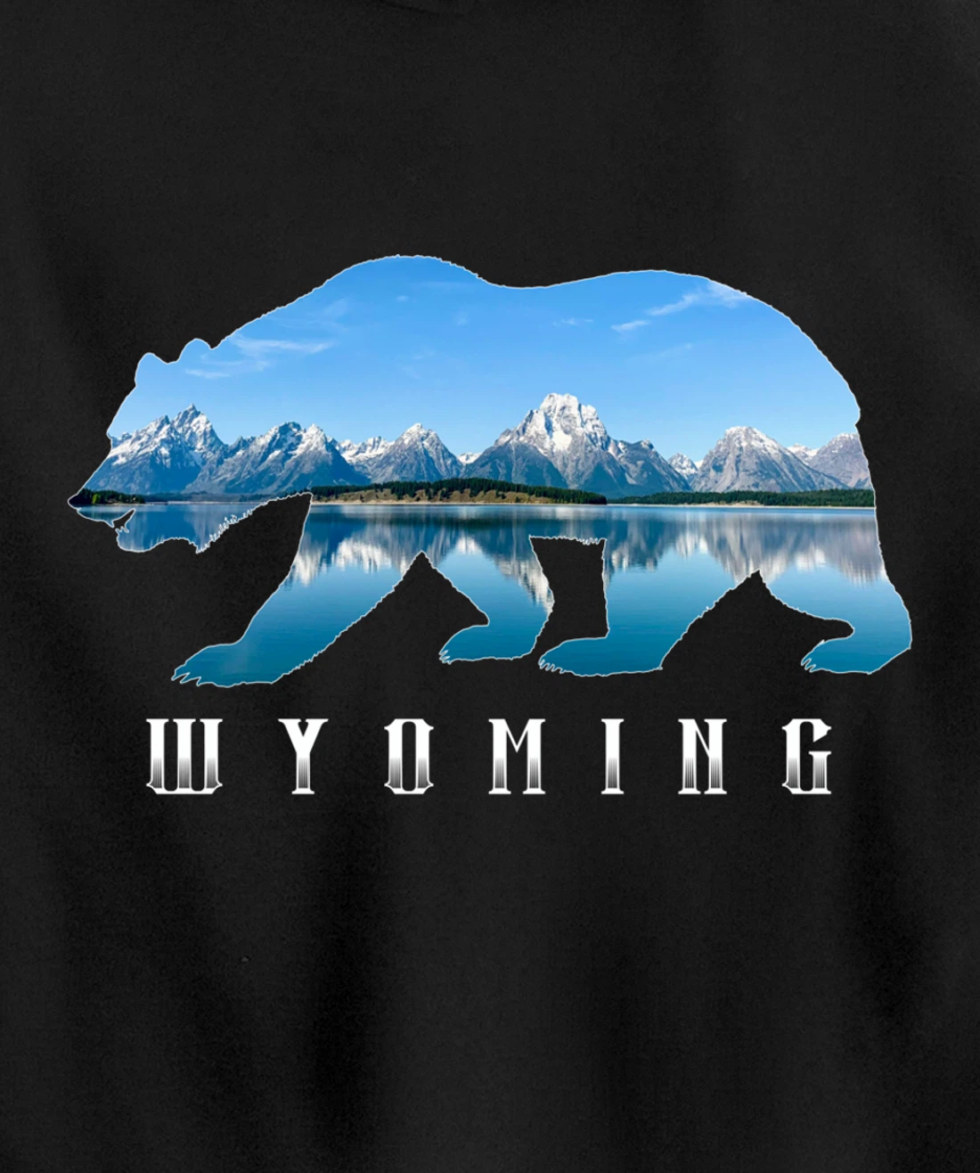 Wyoming Bear & Grand Teton National Park Image Souvenir Pullover Hoodie