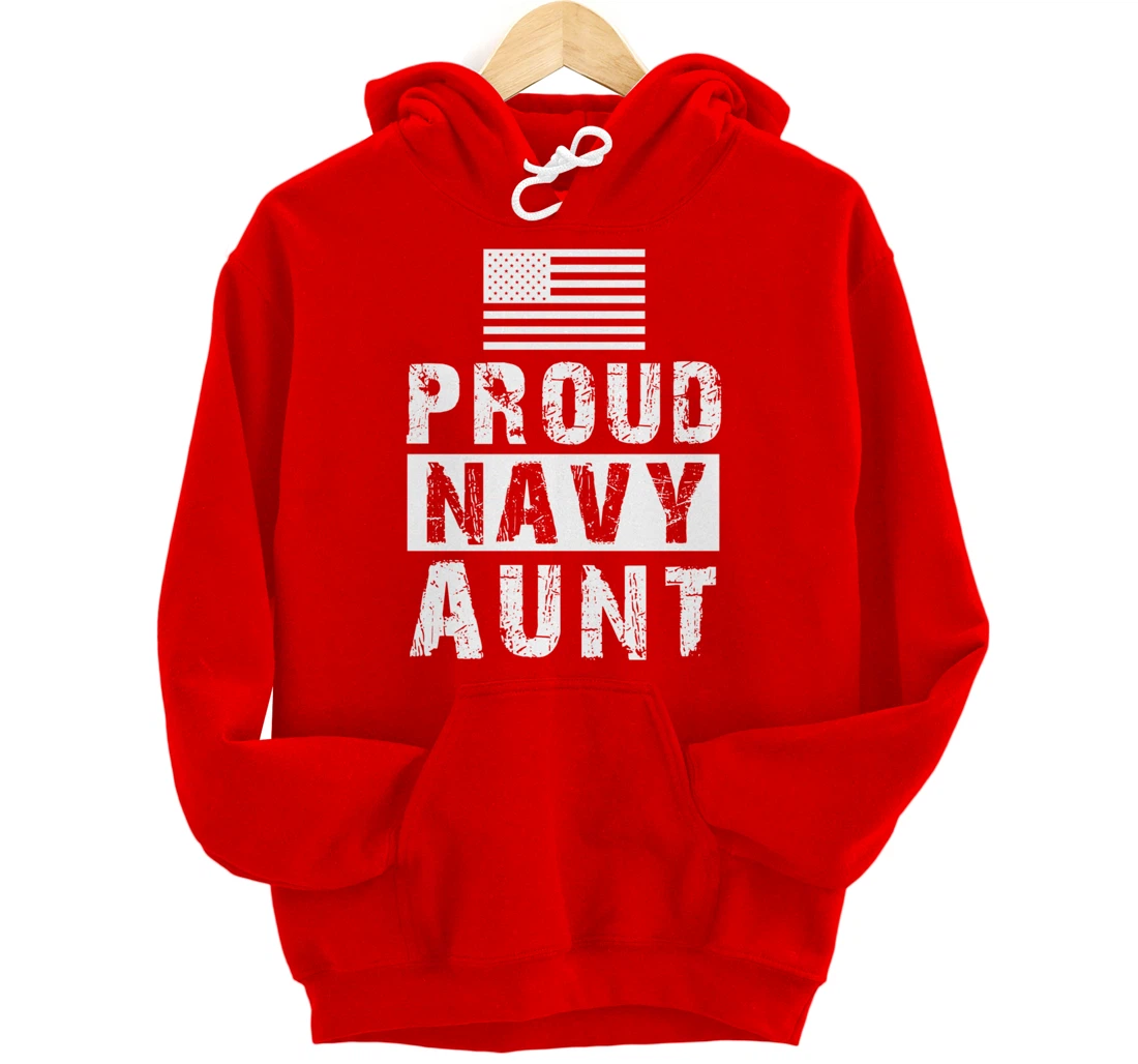 Womens Proud Navy Aunt Family Military Appreciation Graphic Pullover Hoodie