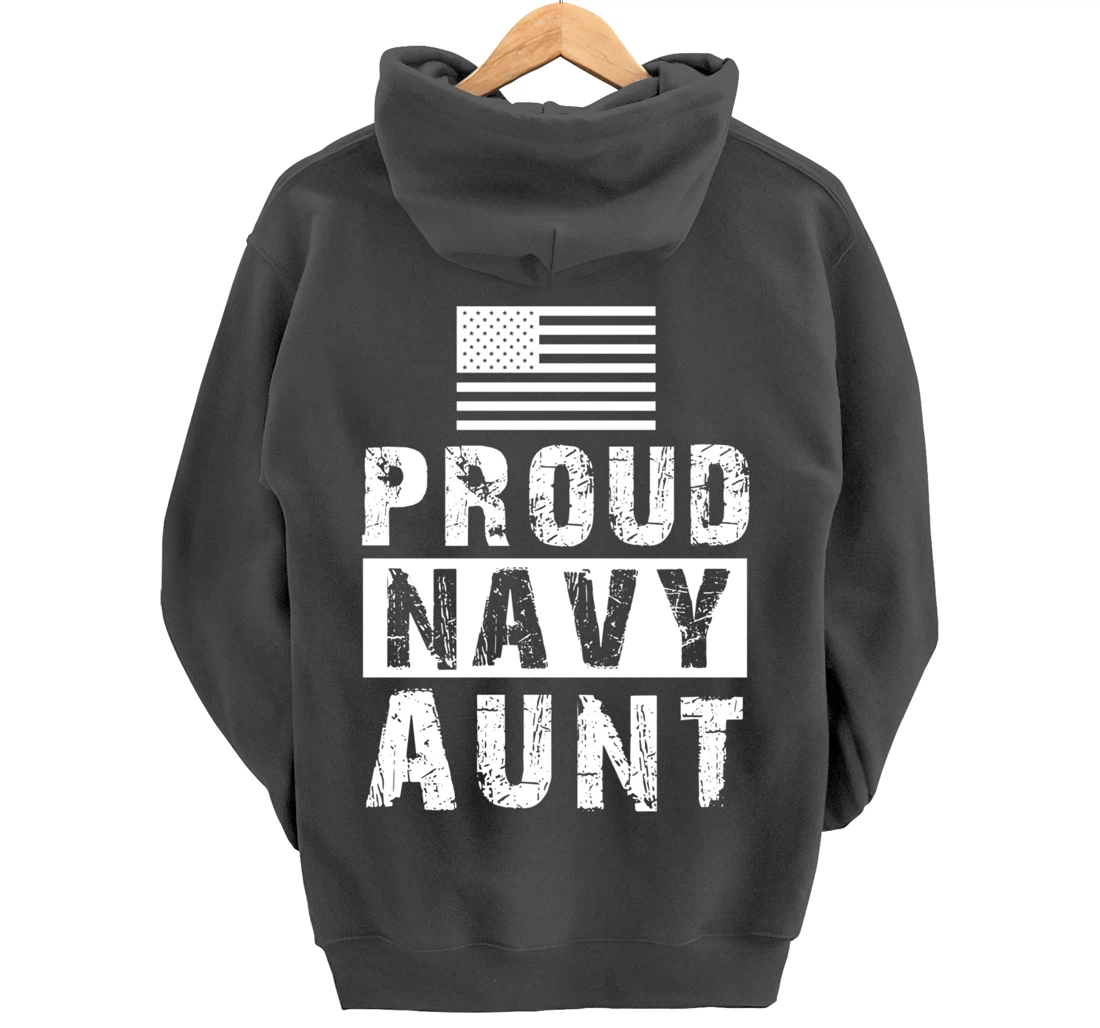 Womens Proud Navy Aunt Family Military Appreciation Graphic Pullover Hoodie