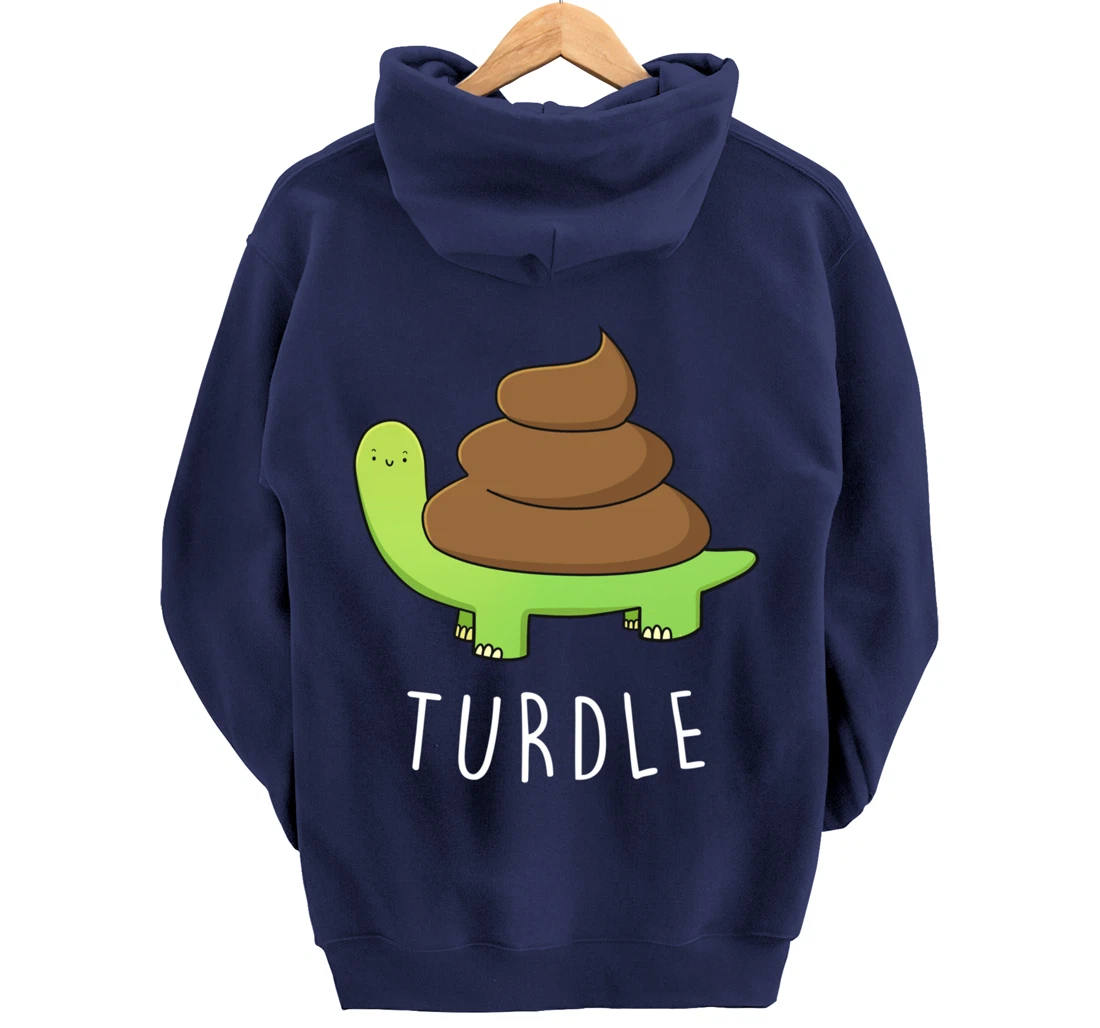TURDLE Turtle Lover Poo Pun Graphic Humor Novelty Gag Gift Pullover Hoodie