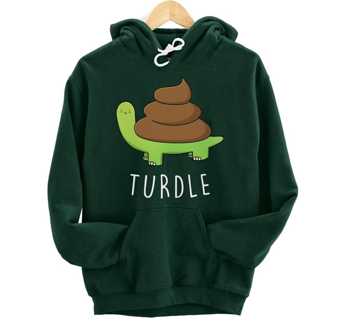 TURDLE Turtle Lover Poo Pun Graphic Humor Novelty Gag Gift Pullover Hoodie