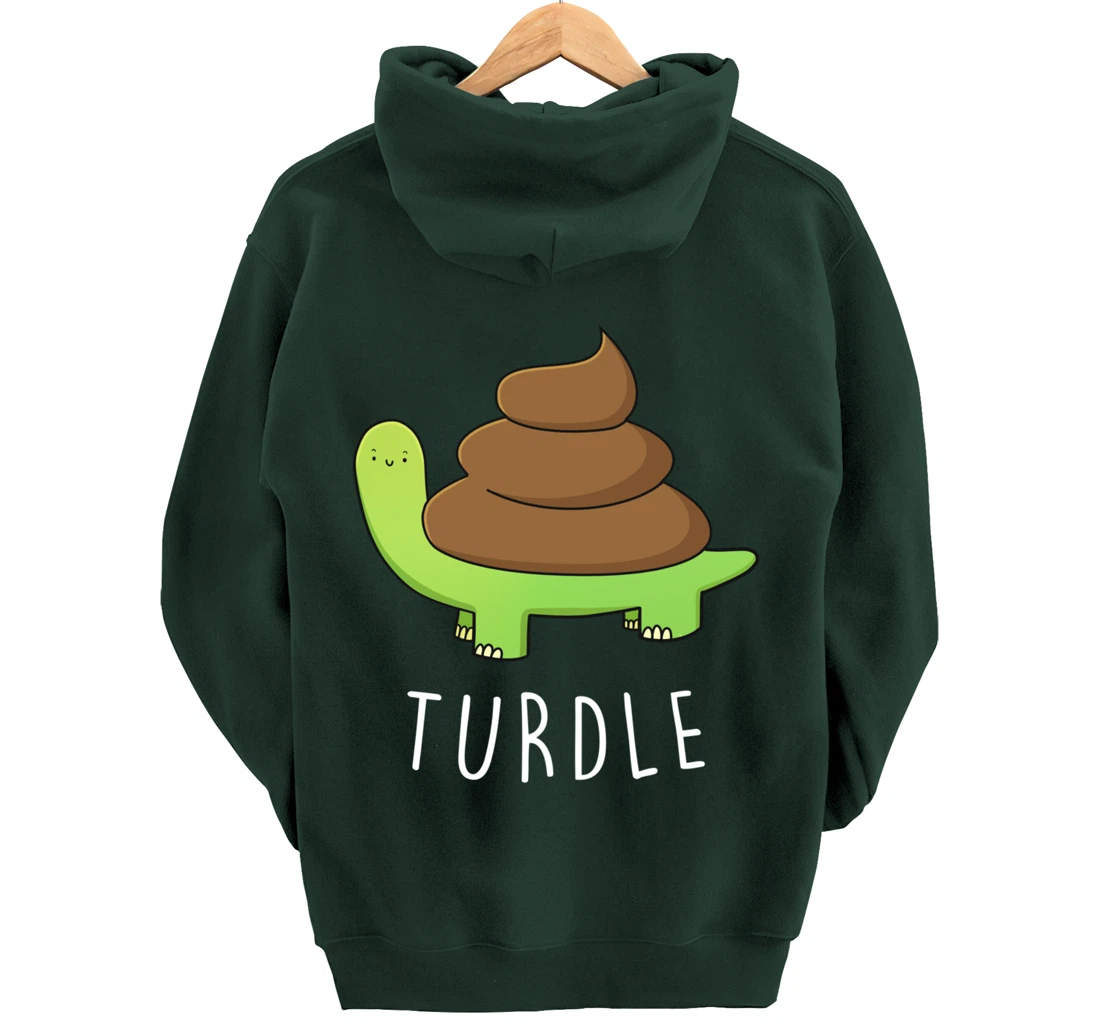 TURDLE Turtle Lover Poo Pun Graphic Humor Novelty Gag Gift Pullover Hoodie