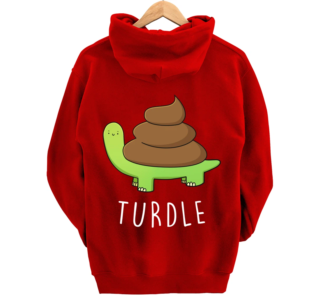TURDLE Turtle Lover Poo Pun Graphic Humor Novelty Gag Gift Pullover Hoodie