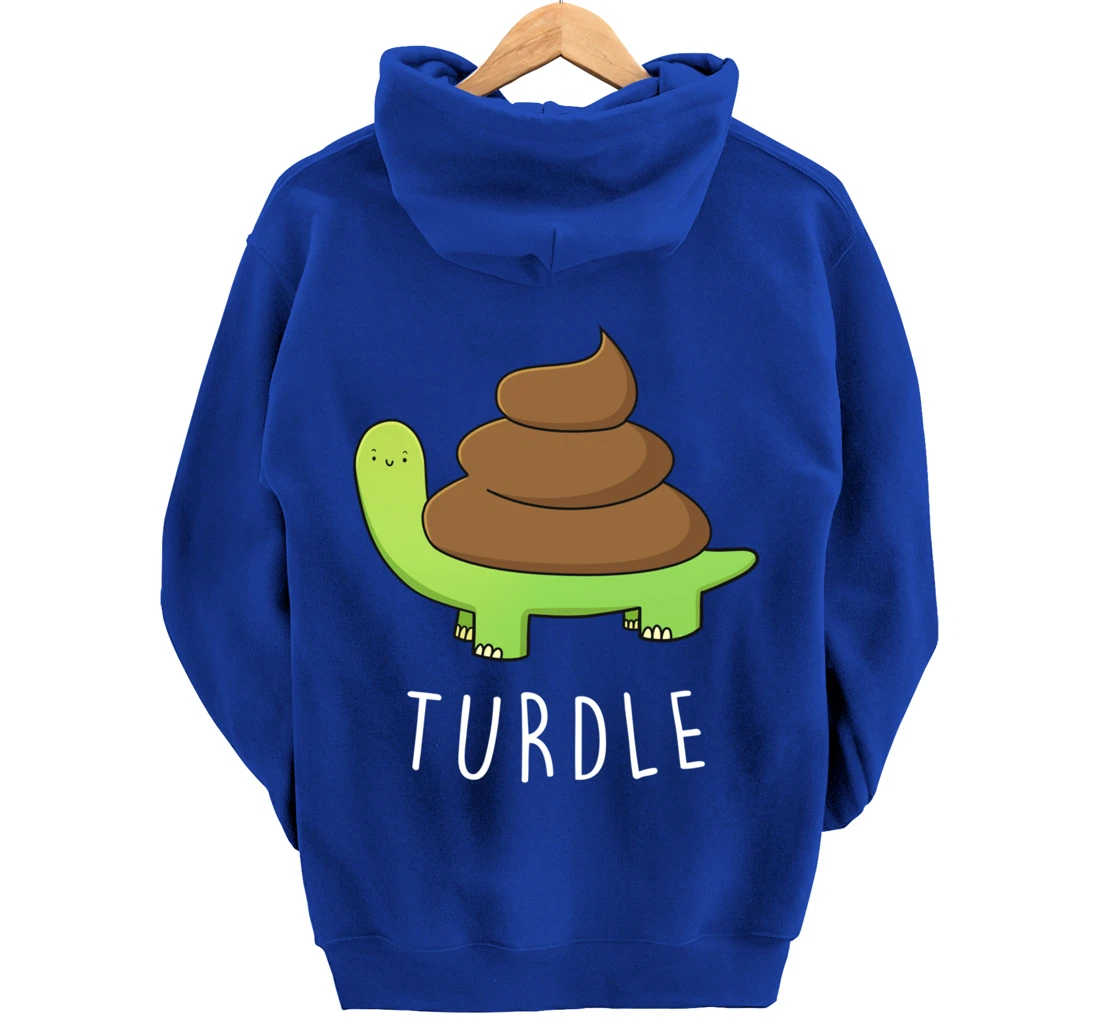 TURDLE Turtle Lover Poo Pun Graphic Humor Novelty Gag Gift Pullover Hoodie