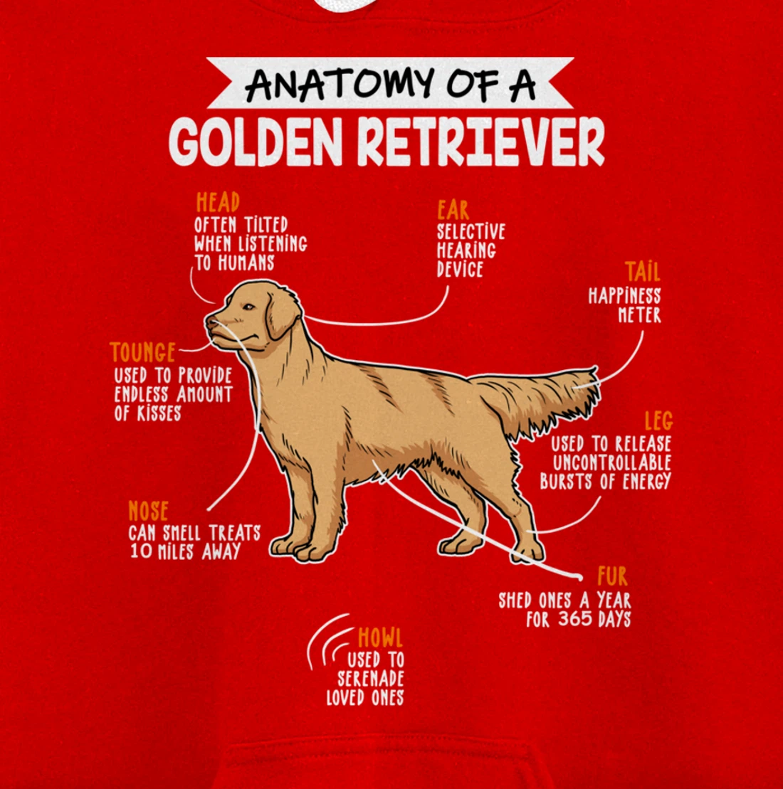 Anatomy Of A Golden Retriever Dog Funny Dog Lover Gift Pullover Hoodie