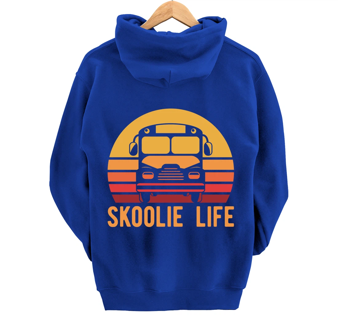 Retro Skoolie Life Converted School Bus Home Lifestyle Pullover Hoodie