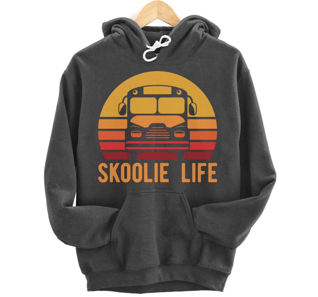 Retro Skoolie Life Converted School Bus Home Lifestyle Pullover Hoodie