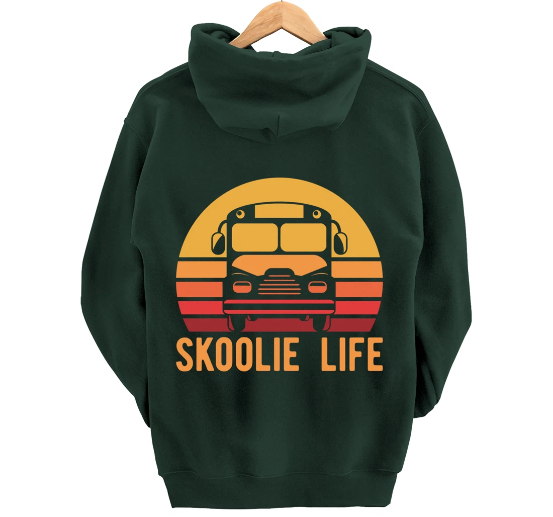 Retro Skoolie Life Converted School Bus Home Lifestyle Pullover Hoodie