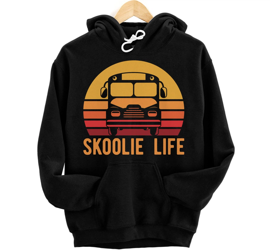Retro Skoolie Life Converted School Bus Home Lifestyle Pullover Hoodie